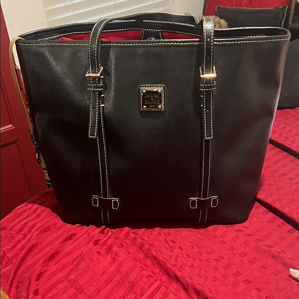 Dooney & Bourke Black Tote with Gold Details